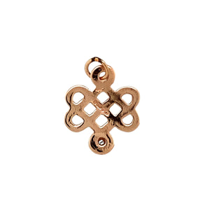 Preowned 9ct Rose Gold & Diamond Set Celtic Knot Clogau Charm with the weight 0.90 grams