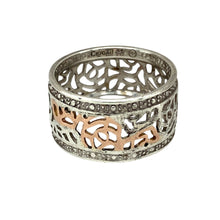 Load image into Gallery viewer, 925 Silver Clogau Rose Patterned Band Ring
