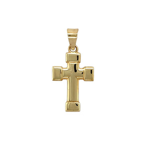 9ct Gold Polished Block Edge Cross Pendant