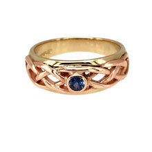 Load image into Gallery viewer, 9ct Gold &amp; Sapphire Set Clogau Celtic Style Band Ring
