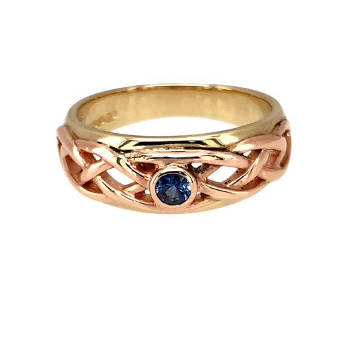 9ct Gold & Sapphire Set Clogau Celtic Style Band Ring