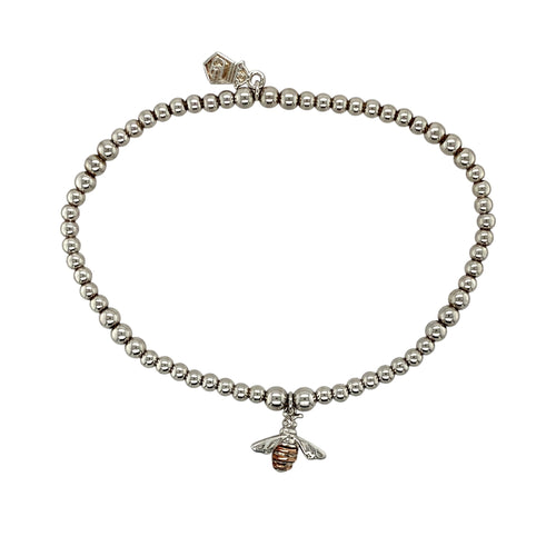 925 Silver Clogau Honeybee Stretchy Beaded Bracelet