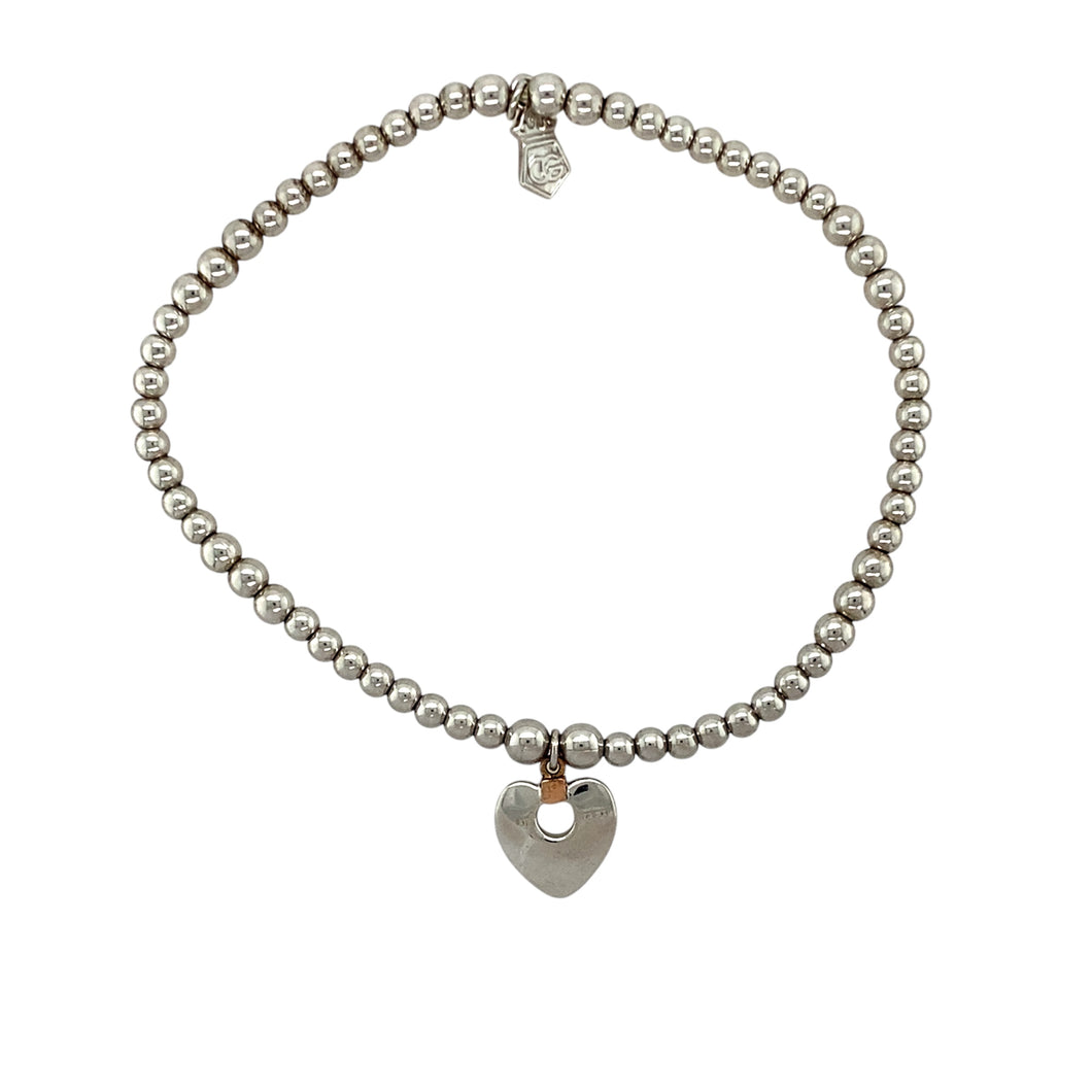 925 Silver Clogau Heart Stretchy Beaded Bracelet