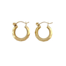 Load image into Gallery viewer, 9ct Gold Patterned Small Creole Earrings
