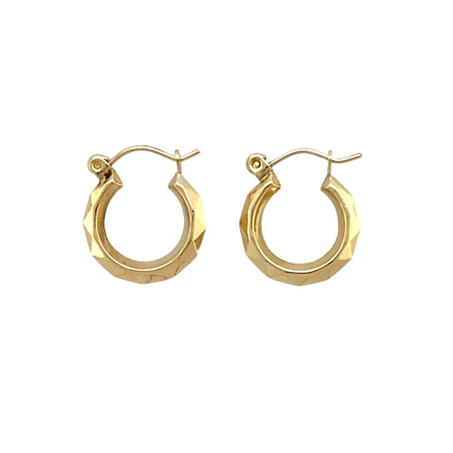 9ct Gold Patterned Small Creole Earrings