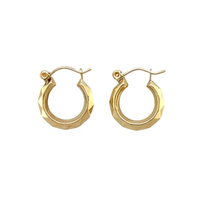 9ct Gold Patterned Small Creole Earrings