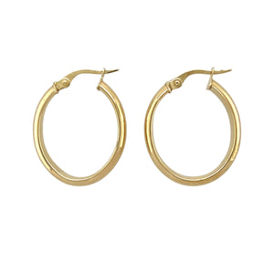 9ct Gold Plain Oval Creole Earrings