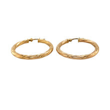 Load image into Gallery viewer, Preowned 9ct Yellow Gold Twisted Hoop Creole Earrings with the weight 2.60 grams
