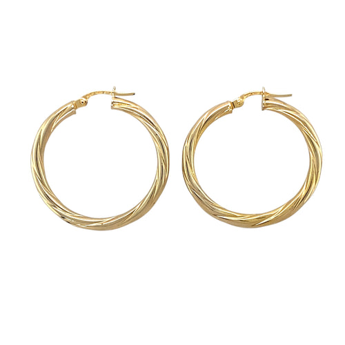 9ct Gold Twisted Hoop Creole Earrings