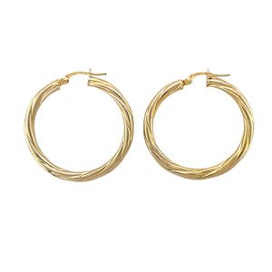 9ct Gold Twisted Hoop Creole Earrings