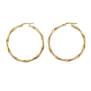 9ct Gold Twisted Hoop Creole Earrings