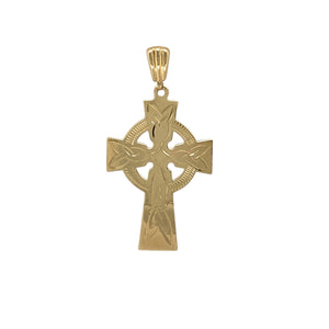 10ct Gold Patterned Celtic Style Cross Pendant