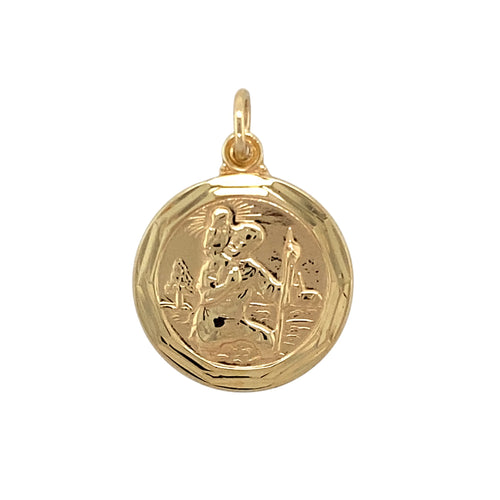 9ct Gold Double Sided St Christopher Pendant