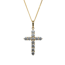 Load image into Gallery viewer, 14ct Gold &amp; Cubic Zirconia Set Cross 18&quot; Necklace
