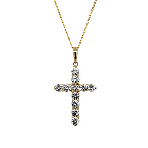 14ct Gold & Cubic Zirconia Set Cross 18