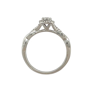 9ct White Gold & Diamond Set Solitaire Halo Ring