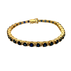 18ct Gold Diamond & Sapphire Set 7.25" Bracelet