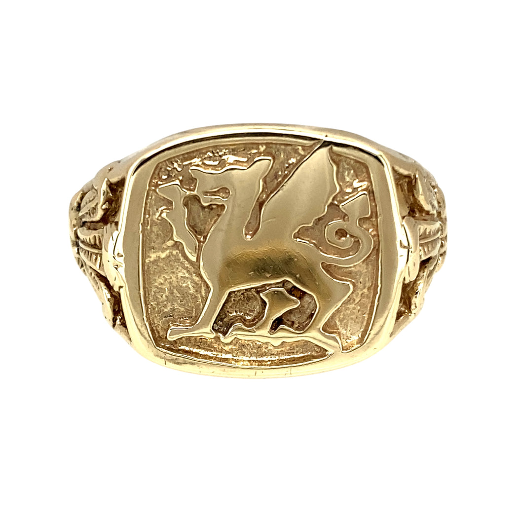 9ct Gold Welsh Dragon Signet Ring