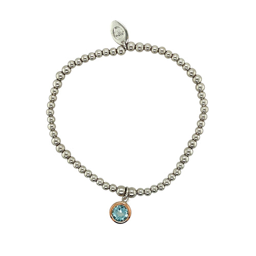 925 Silver & Blue Topaz Set Clogau Stretchy Beaded Bracelet