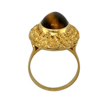 Load image into Gallery viewer, 18ct Gold &amp; Tiger&#39;s Eye Oval Cut Stone Weave Detail Ring
