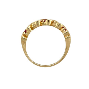 9ct Gold Ruby & Cubic Zirconia Set Band Ring