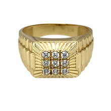 Load image into Gallery viewer, 9ct Gold &amp; Cubic Zirconia Set Watch Strap Style Signet Ring
