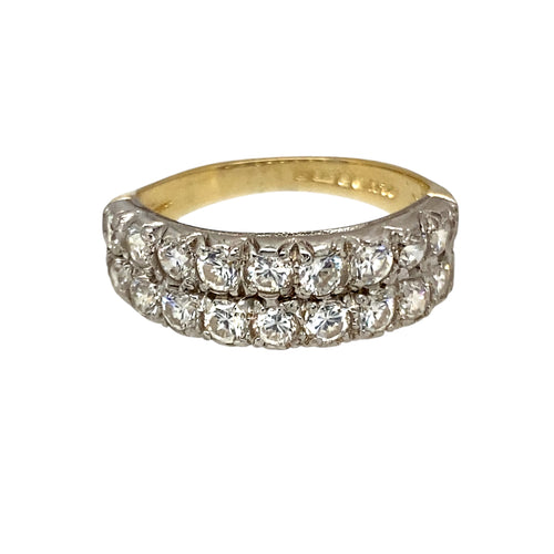 9ct Gold & Cubic Zirconia Set Double Row Band Ring