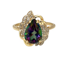 Load image into Gallery viewer, 9ct Gold Diamond &amp; Mystic Topaz Set Teardrop Ring
