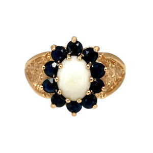 9ct Gold Sapphire & Opal Set Cluster Ring