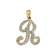 Load image into Gallery viewer, 9ct Gold &amp; Cubic Zirconia Set &#39;R&#39; Initial Pendant
