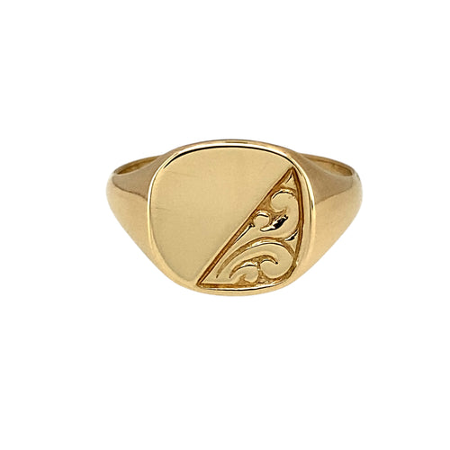 9ct Gold Patterned Square Signet Ring