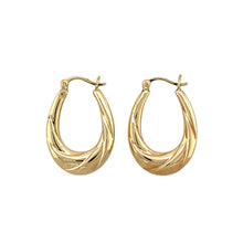 Load image into Gallery viewer, 9ct Gold Patterned Oval Creole Earrings
