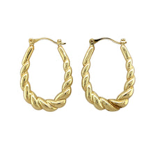 Load image into Gallery viewer, 9ct Gold Patterned Oval Creole Earrings
