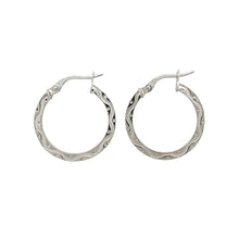 Load image into Gallery viewer, 9ct White Gold Patterned Hoop Creole Earrings
