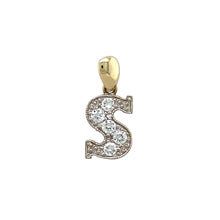 Load image into Gallery viewer, 9ct Gold &amp; Cubic Zirconia Set &#39;S&#39; Initial Pendant
