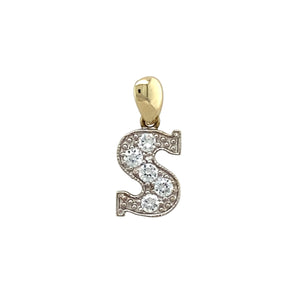 9ct Gold & Cubic Zirconia Set 'S' Initial Pendant