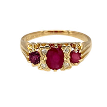 Load image into Gallery viewer, 9ct Gold Diamond &amp; Ruby Set Vintage Style Ring
