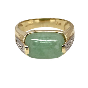 9ct Gold Diamond & Jade Set Ring