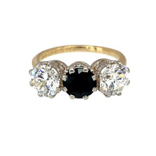 Load image into Gallery viewer, 9ct Gold Sapphire &amp; Cubic Zirconia Set Trilogy Ring
