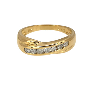 18ct Gold & Diamond Set Crossover Band Ring