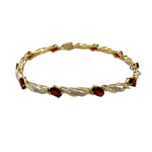 Load image into Gallery viewer, 9ct Gold Diamond &amp; Garnet Set 7.5&quot; Bracelet
