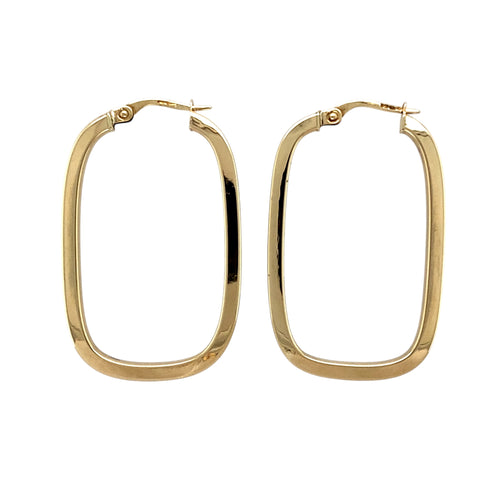 9ct Gold Plain Rectangle Creole Earrings