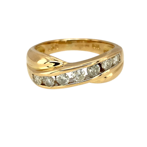 18ct Gold & Diamond Set Crossover Band Ring