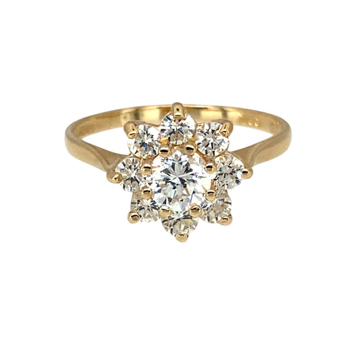 9ct Gold & Cubic Zirconia Set Flower Cluster Ring