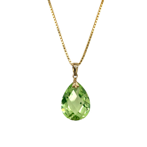 14ct Gold & Green Crystal Drop 16