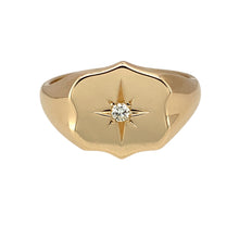 Load image into Gallery viewer, 9ct Gold &amp; Diamond Set Shield Signet Ring
