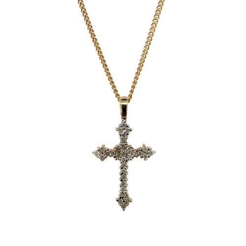 9ct Gold & Diamond Set Cross 18