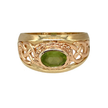 Load image into Gallery viewer, 9ct Gold &amp; Peridot Set Clogau Celtic Wide Band Ring
