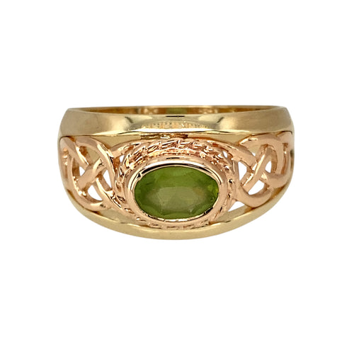 9ct Gold & Peridot Set Clogau Celtic Wide Band Ring