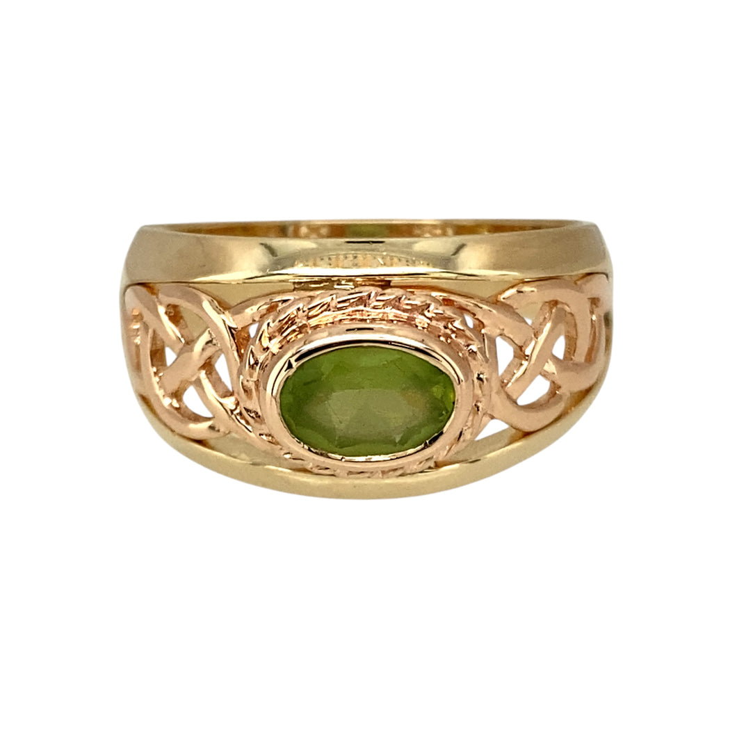 9ct Gold & Peridot Set Clogau Celtic Wide Band Ring